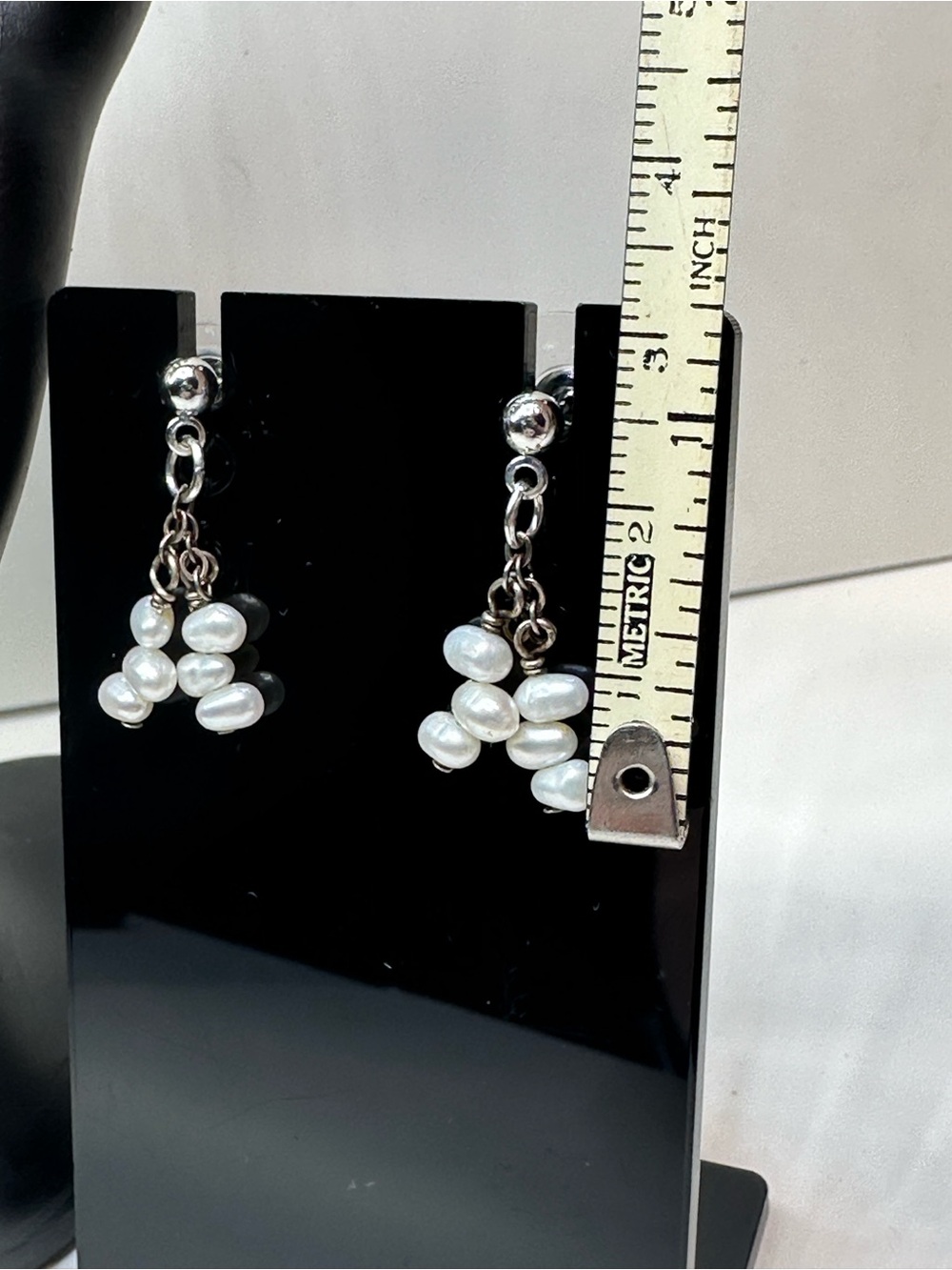 Genuine Pearl Necklace Earrings Set Sterling Silver 925 Signed MB Jewelry Design - Picture 3 of 15